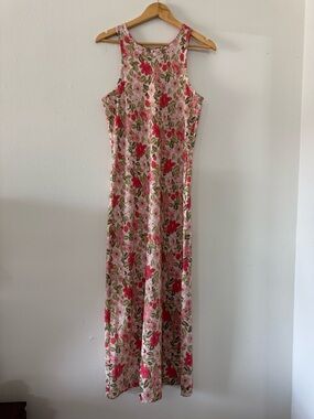 Outerknown Womens Floral Maxi Size L Pink Sleeveless Ellison Slip Dress Granola